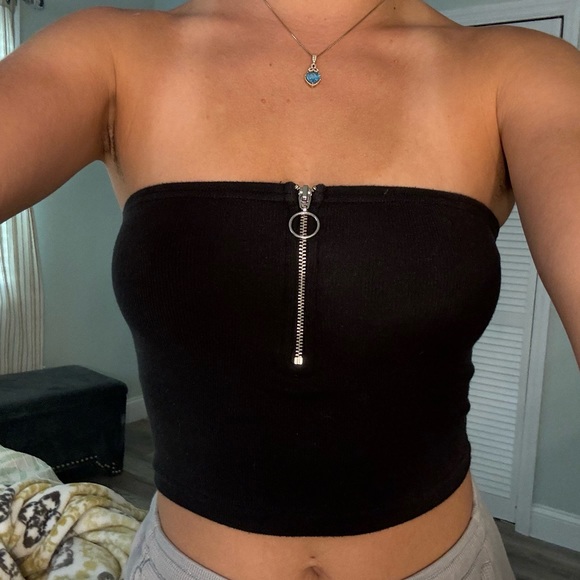 Me to We Pacsun black zip up tube top size S - Picture 1 of 4